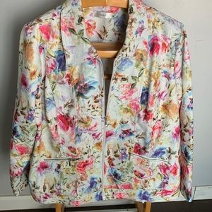 CJ Banks zip front unlined jacket. No size tag on this jacket.